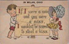 Milan, OH: 1917 Babies, Poem, Steal a Kiss - Vintage Ohio Comic Postcard picture