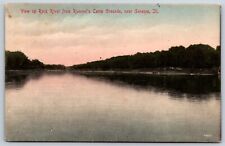 Postcard View Up Rock River From Rummel's Camp Grounds, Near Geneseo IL Unposted picture