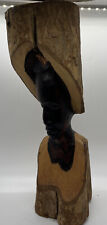 Unique Vintage Carved Wood African Women Head Ebony Statue One Piece Of Wood picture