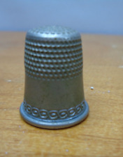 Vintage Thimble Silver Pewter? Scroll edge Marked 8 Outside Marked Circle Inside picture