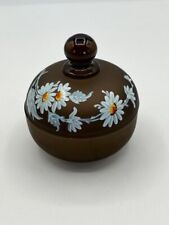 Vintage Westmoreland Brown Glass  Frosted Satin Daisy Covered Trinket Powder Jar picture