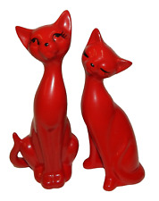 Norcrest Mid Century Tall Red Cat Salt & Pepper Shakers Japan picture