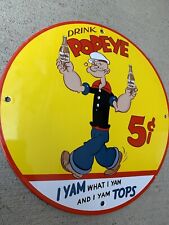 Vintage Style Popeye Soda Drink 5c Pop  Porcelain Sign picture