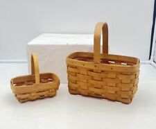 LONGABERGER 2 Baskets With Stationary Handles 9”x5”x9.5” Large 6”x4”x6” Small picture