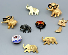 VINTAGE REPUBLICAN GOP ELEPHANT PINS AND COLLAR BUTTONS COLLECTION - A225 picture