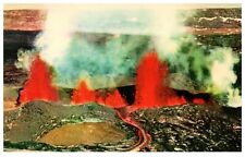 Postcard Hawaii Eruption of Manua Loa Volcano molten lava red fiery river  picture