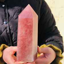 3.35LB   Natural Strawberry Quartz Tower Crystal Point Obelisk Healing Chakra picture