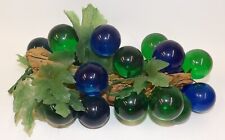 Vintage Acrylic Lucite Green Purple Grape Cluster on Driftwood Base picture