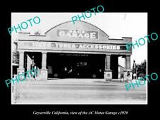 OLD LARGE HISTORIC PHOTO OF GEYSERVILLE CALIFORNIA THE AC MOTOR GARAGE c1920 picture