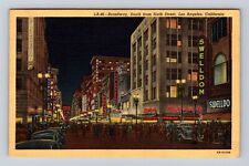 Los Angeles CA-California, Broadway South Sixth Street, Vintage c1947 Postcard picture