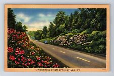 Springville PA-Pennsylvania, General Greetings Road, Antique, Vintage Postcard picture