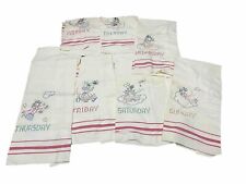 Vintage Hand Embroidered Day Of The Week GIRL Dish/TEA Towels - Set Of 7 picture