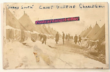 North Carolina Camp Greene Charlotte NC RPPC “Sunny South” Snow Scene POOR cond. picture