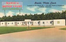 Vintage Postcard Exterior View of Bowie's Motor Court, Lorne, Virginia 1952 picture