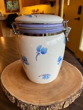 Vintage Inspirado Stonelite Seattle USA Canister Cookie Jar Blue Floral picture