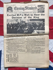 Original December 10th 1936 Newspaper Edward VIII Abdication Wallis Simpson picture