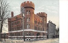 Lawrence MA Castellated Battlements on Armory~Well-Powered Utility Pole c1910 picture