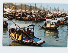 Postcard Floating people at Typhoon shelter, Hong Kong, China picture