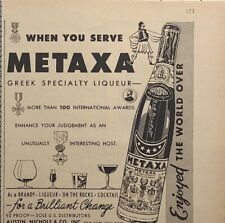 Metaxa Greek Specialty Liqueur A Brilliant Change Vintage Print Ad 1958 picture