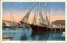 Gloucester Massachusetts MA Boats at Wharf c1940s Postcard picture