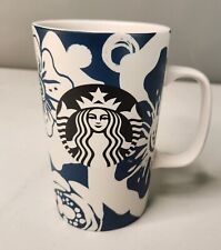 Starbucks 2015 ALOHA Blue Hibiscus Floral HAWAII Tall Ceramic Coffee Mug 16 oz. picture