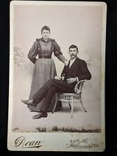 Antique Victorian Era Cabinet Card Couple 1890s Harrisonburg Virginia Dean picture