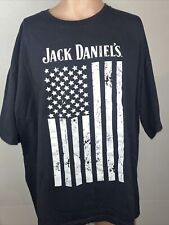 JACK DANIEL'S WHISKEY Mens Black Distressed Flag Short Sleeve T Shirt Size 2XL picture