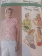 Simplicity 1692 Blouse 1940s Dress Pattern size 14-22 picture