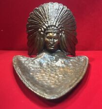 Antique Bronze Native American Indian Chief Arrowhead Dish picture