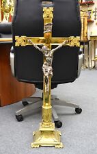 Extra Large Antique Church Altar Cross, All Brass, 39