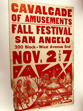 vtg 1960s 70s San Angelo Texas TX Carnival Circus poster Cavalcade of Amusements picture