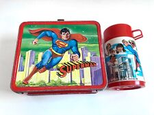 RARE Vintage 1978 Superman Movie Metal Lunch Box Complete With Thermos Lunchbox picture
