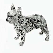 French Bulldog Dog Figurine Black and White Graffiti Decoration   picture