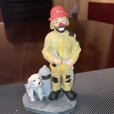 VTG 6” RARE Emmett Kelly Jr Porcelain Clown FIREMAN Figurine W/Dog hose hydrant picture