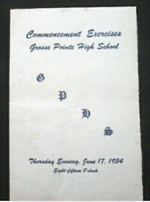 Vtg 1954 Grosse Point MI High School Commencement Exercises Program -E9A-9 picture