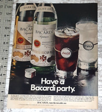 1970 Bacardi Vintage Print Ad Rum Coca-Cola Fresca Coke Cocktails Mixed Drinks picture