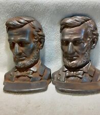 Vintage Pair of Abraham Lincoln Old Rusty Cast Iron Metal Bookends picture