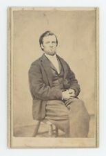Antique CDV Circa 1860s Rugged Man With Chin Beard Sitting in Suit Coshocton, OH picture