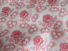 Fabric Vintage   Cotton Pink Red Floral Pattern  Unused German 33 