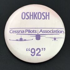 Oshkosh Cessna Pilots Association 1992 Vintage Pin Button Pinback 90s Aviation picture