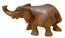 VINTAGE Wooden Elephant Statue Hand Carved SOLID Wood NO Tusks 4