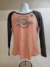 Harley-Davidson Peach & Gray Thermal Long Sleeve Pullover Shirt Size Large picture