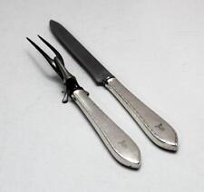 Antique Tiffany & Co Sterling Silver 2 PC Carving Set FEATHER EDGE c 1901 picture