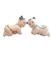 Vintage Japanese Chinese Asian Ceramic Porcelain Piano Babies Figurine Pillow picture