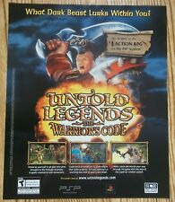 Untold Legends: The Warrior's Code Action RPG PSP 2006 Vintage Print Ad/Poster  picture