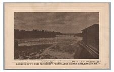 Penobscot River View from Waterworks Dam BANGOR ME Vintage Maine Postcard picture
