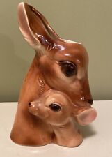 Vintage Royal Copley Deer And Fawn Planter Great Condition 9” Tall picture