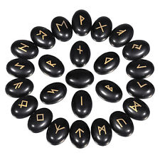 25Pcs Rune Stones Set Polished Engraved with Elder Futhark Alphabet Lettering picture