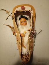 Vintage Old  Cradle wall hanging with Skookum papoose Doll native Eskimo indian? picture