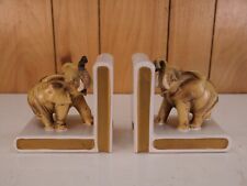 Vintage LEFTON Elephant  Bookends Trunk Up Japan Ceramic H4837 Pair MCM 1960's picture